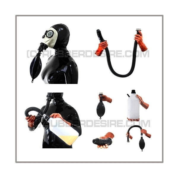 Deluxe FASER gasmask-zipperhood-system ULTIMATE-F with tube-set, sniffdildo, inhaler-set and rebreathing-bag-set